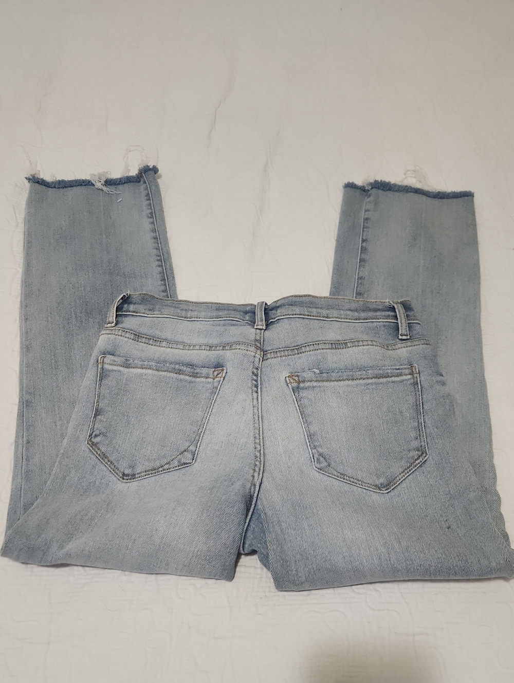 Kensie Light Blue Straight Leg Jeans with Raw Hem
